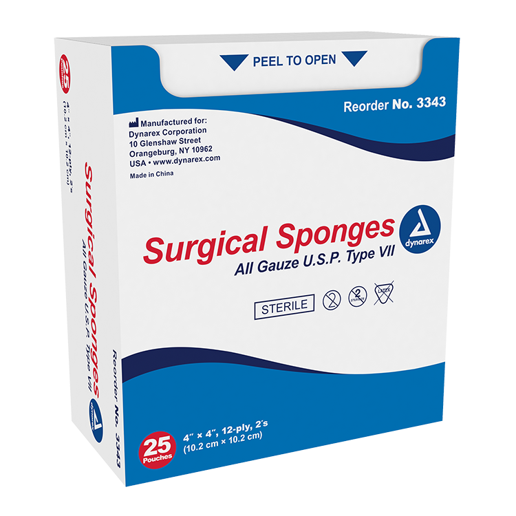 dynarex Sterile Gauze Sponge, 4 x 4 Inch, 12-Ply