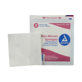 dynarex Sterile Nonwoven Sponge, 4 x 4 Inch, 4-Ply