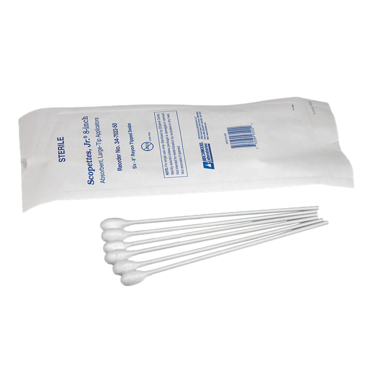 Scopettes Jr., OB/GYN Swabstick, Sterile, White, Paper Shaft / Rayon Swab, 8" Length - 34-7022-50-Pack - LL Medico