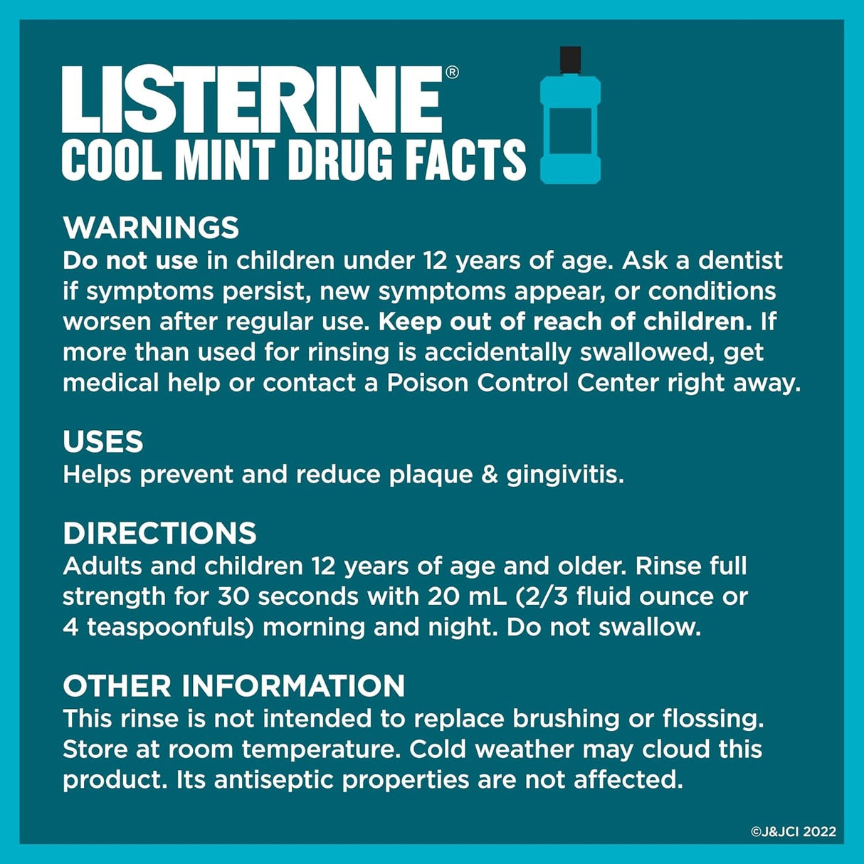 Listerine Cool Mint Antiseptic Mouthwash, 3.2 oz