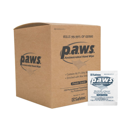 P.A.W.S. Hand Sanitizing Wipes, Individual Packets - 34400 - LL Medico