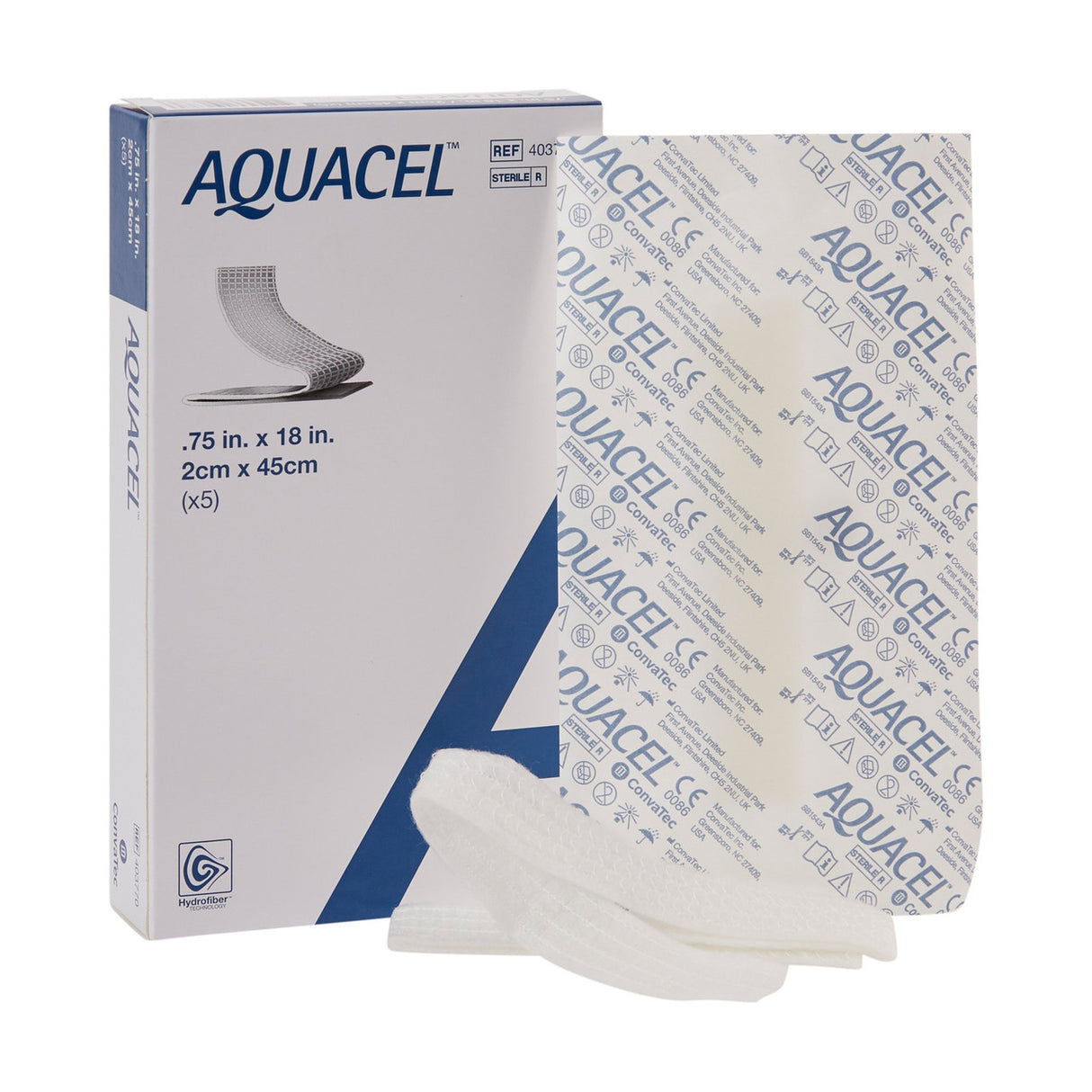 Aquacel Ribbon Hydrofiber Gelling Fiber Wound Dressing, ¾ x 18 Inch