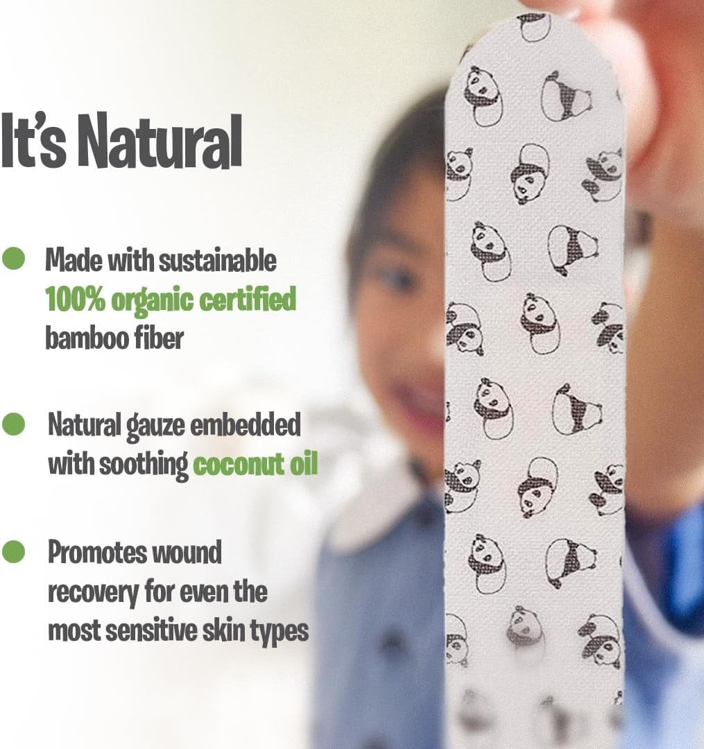 Patch Kids (Panda Design) Adhesive Strip with Coconut Oil, ¾ x 3 Inch