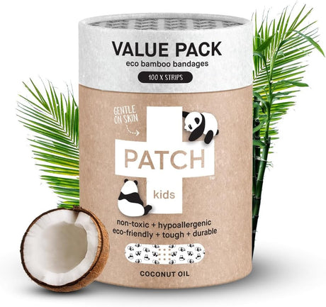 Patch Kids (Panda Design) Adhesive Strip with Coconut Oil, ¾ x 3 Inch
