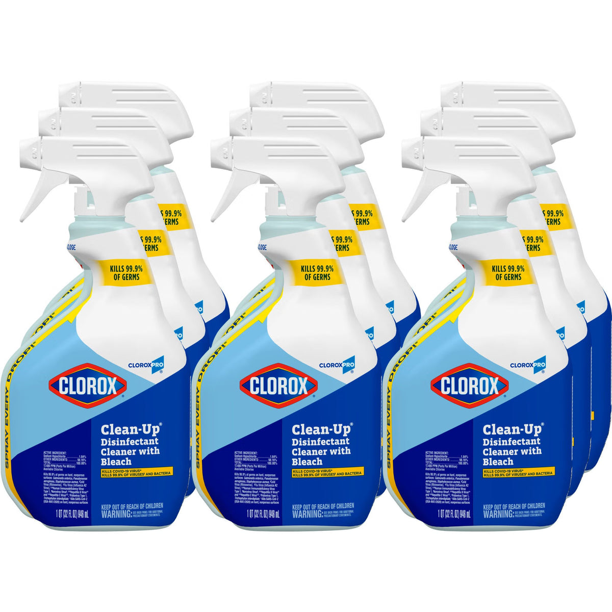 CloroxPro Clorox Clean-Up, Surface Disinfectant Cleaner with Bleach, Germicidal, Liquid, Chlorine Scent, 32 oz, Trigger Spray, Nonsterile - 35417 - LL Medico