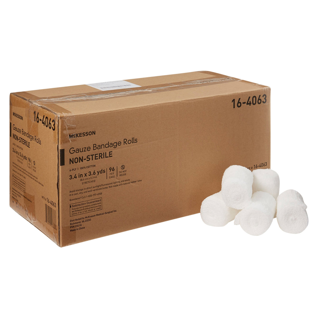 McKesson Fluff Bandage Roll, 3.4 Inch x 3.6 Yard, Six Ply
