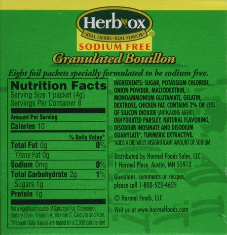 Herb-Ox Sodium Free Chicken Bouillon, 8 oz Packet