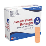 Dynarex Adhesive Fabric Bandage, Tan, Fabric, Sterile, 1 x 3" - 3612 - LL Medico