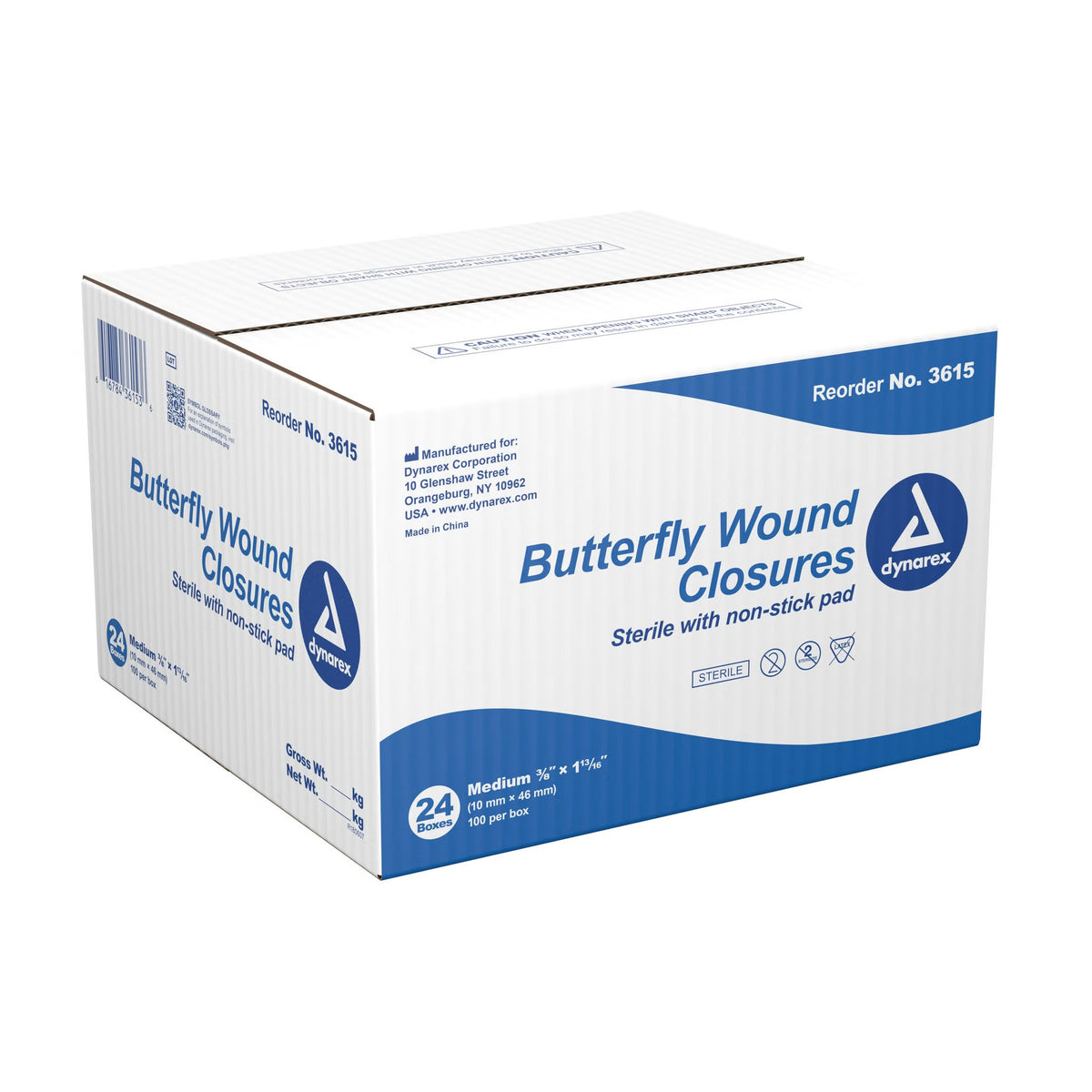 Secure Strip Skin Closure Strip, Butterfly Wound Closure, 0.375 x 1.8125", Plastic, White, Sterile - 3615-Box - LL Medico