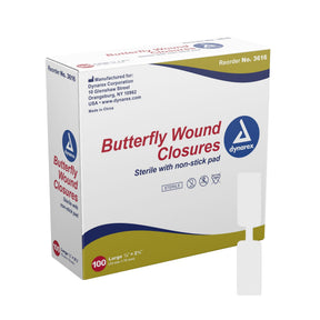 Secure Strip Skin Closure Strip, Butterfly Closure, 0.5" x 2.75", White, Plastic, Sterile - 3616-Box - LL Medico