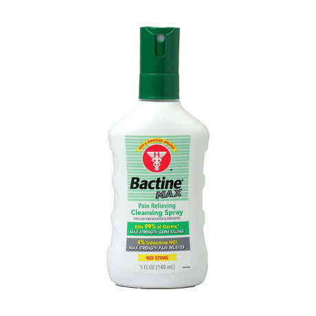 Bactine MAX Pain Relieving Cleansing Spray, Benzalkonium Chloride 0.13% / Lidocaine HCl 4%, 5 oz - 36519781115 - LL Medico