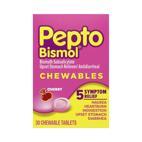 Pepto Bismol Upset Stomach Reliever/Anti-Diarrheal Chewable Tablets, 262 mg