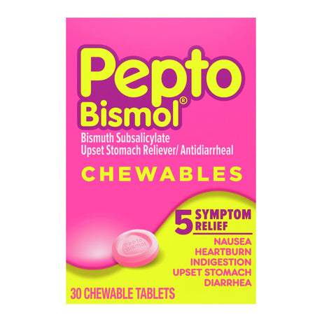 Pepto Bismol Upset Stomach Reliever/Anti-Diarrheal Chewable Tablets, 262 mg
