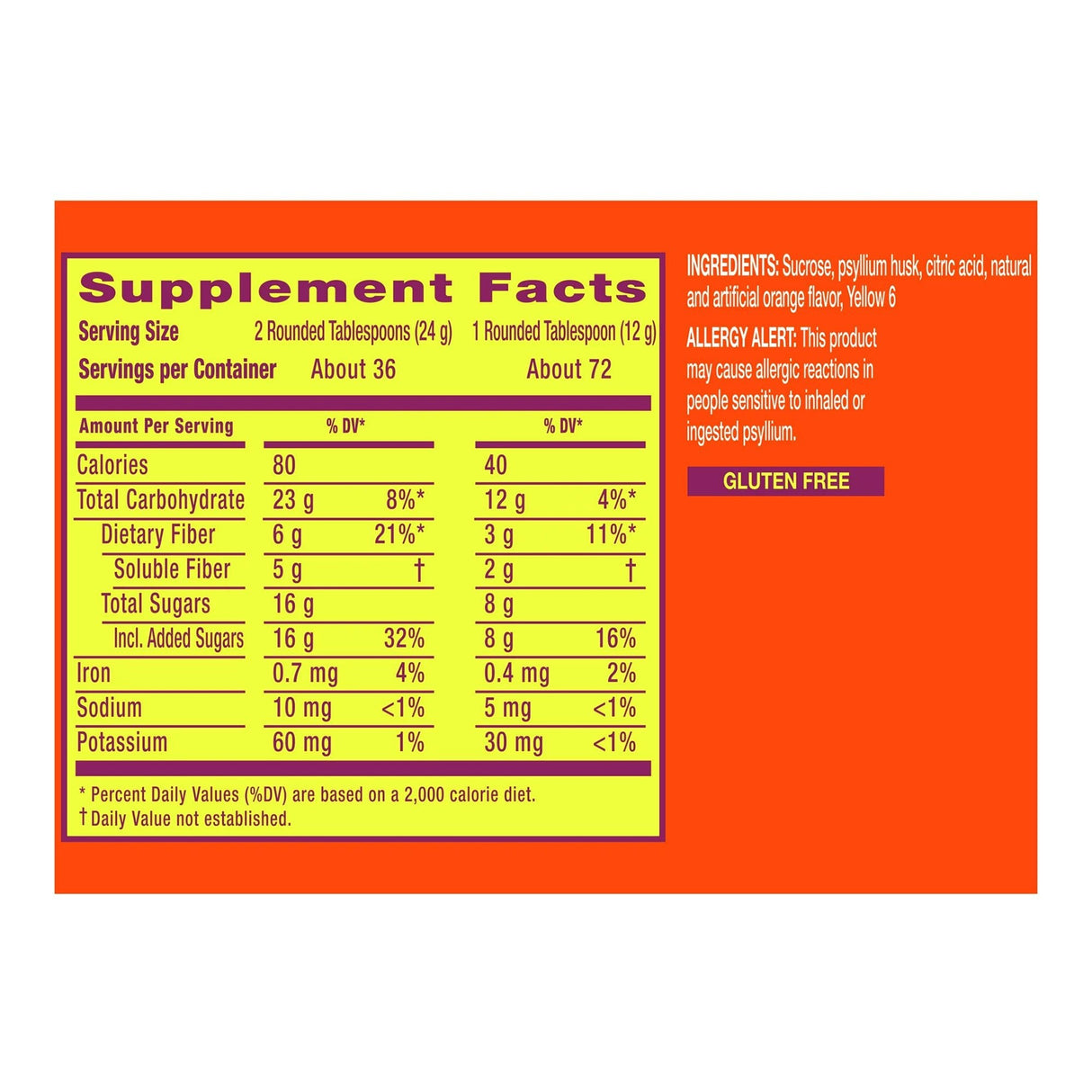 Metamucil Fiber Supplement Powder, Orange, 30 oz