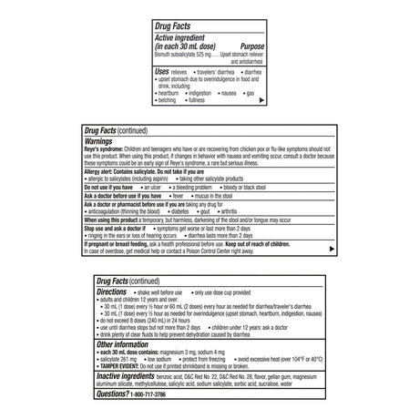 Pepto Bismol Original Liquid, Bismuth Subsalicylate 262 mg/15 mL