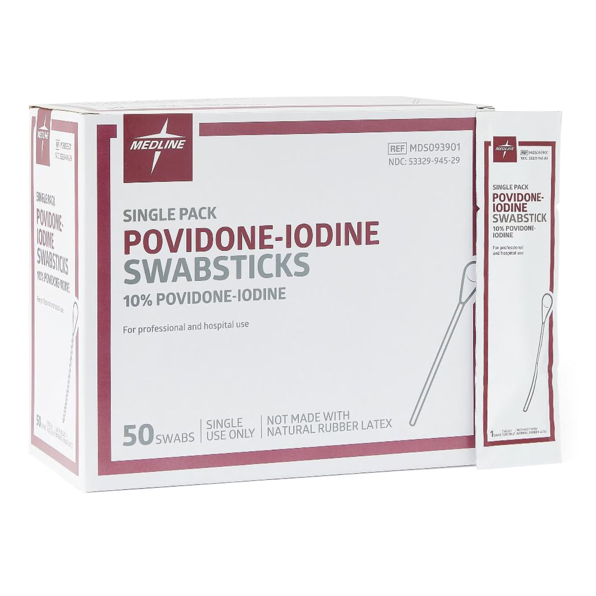 Medline Povidone-Iodine Swabsticks, 10%, Single Use - MDS093901 - LL Medico