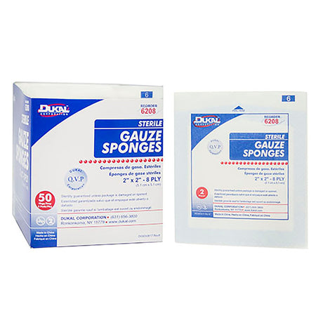 Dukal Sterile Gauze Sponges, 2" x 2", 8-Ply - 6208 - LL Medico