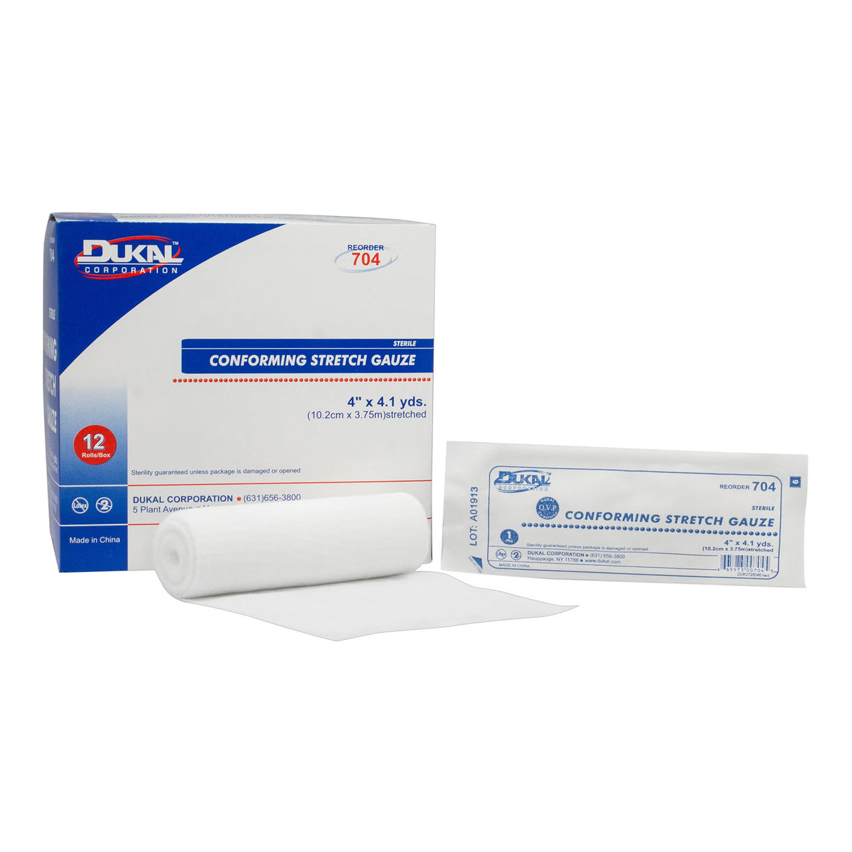 Dukal Sterile Conforming Bandage, 4 Inch x 4-1/10 Yard, 1-Ply