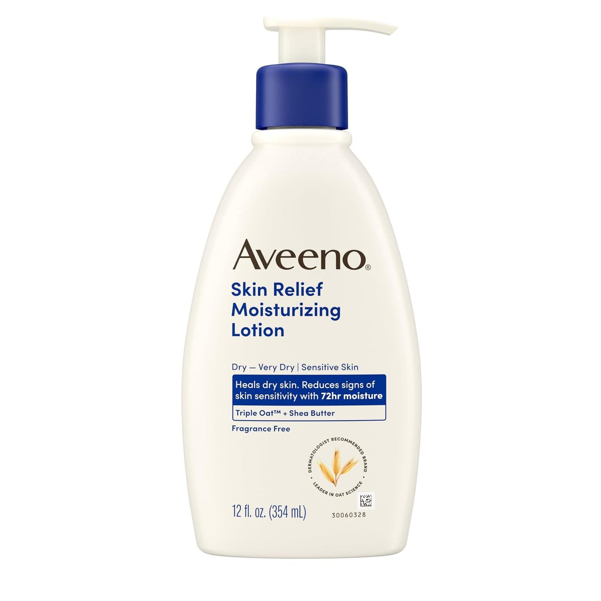 Aveeno Skin Relief Moisturizing Lotion, Fragrance Free, 12 fl oz Pump Bottle