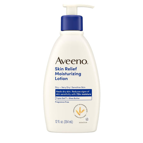 Aveeno Skin Relief Moisturizing Lotion, Fragrance Free, 12 fl oz Pump Bottle