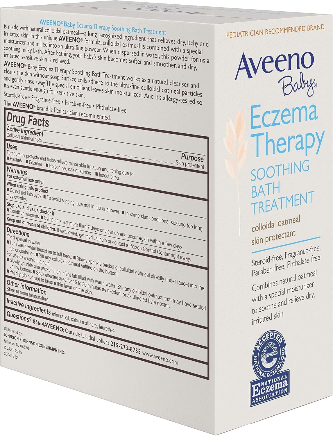 Aveeno Baby Eczema Therapy Soothing Bath Treatment Powder, Unscented, 3.75 oz Box of 5