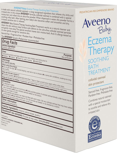 Aveeno Baby Eczema Therapy Soothing Bath Treatment Powder, Unscented, 3.75 oz Box of 5