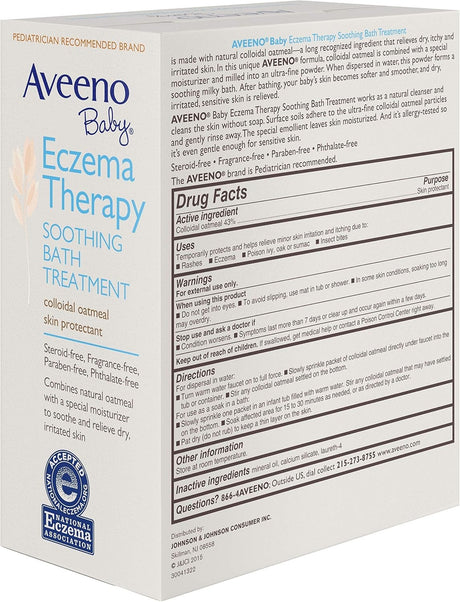 Aveeno Baby Eczema Therapy Soothing Bath Treatment Powder, Unscented, 3.75 oz Box of 5