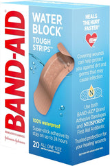 Band-Aid Water Block Tough Strips Bandages 1 x 3.25 Inch