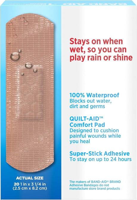 Band-Aid Water Block Tough Strips Bandages 1 x 3.25 Inch