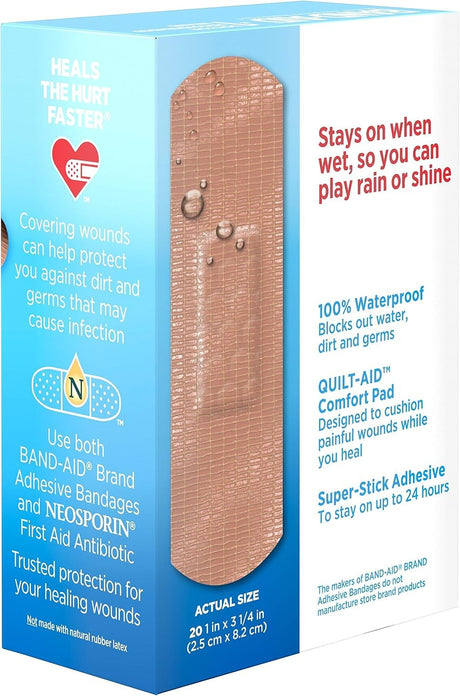 Band-Aid Water Block Tough Strips Bandages 1 x 3.25 Inch