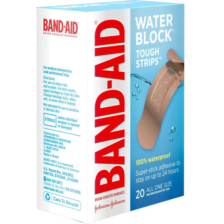 Band-Aid Water Block Tough Strips Adhesive Bandages, 1.75 x 4 Inch