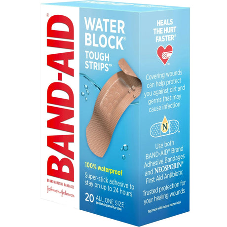 Band-Aid Water Block Tough Strips Adhesive Bandages, 1.75 x 4 Inch