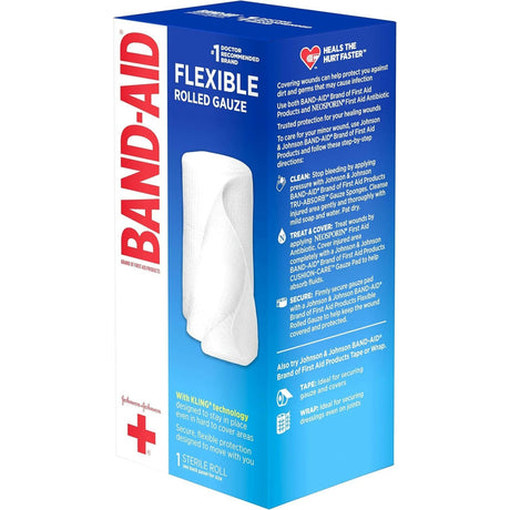 Band-Aid Flexible Rolled Gauze, 3 Inch x 2.1 Yard, 5 Rolls per Pack