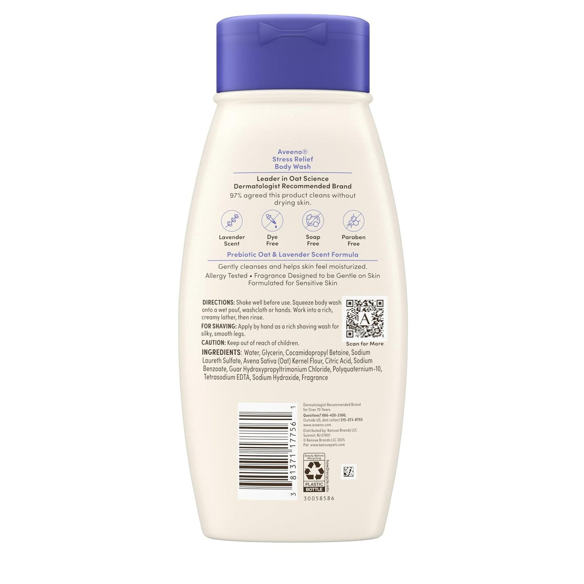 Aveeno Stress Relief Body Wash, Lavender Scent, 18 fl oz