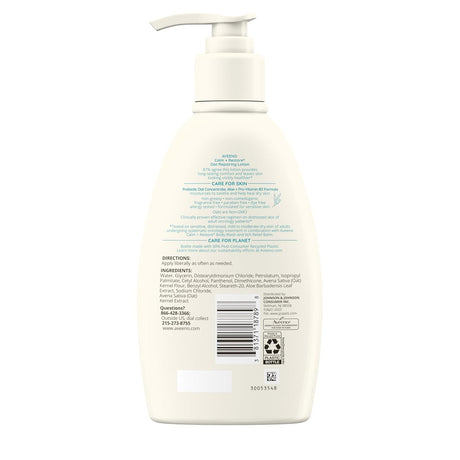 Aveeno Calm + Restore Oat Repairing Lotion, Fragrance Free, 12 oz Pump Bottle