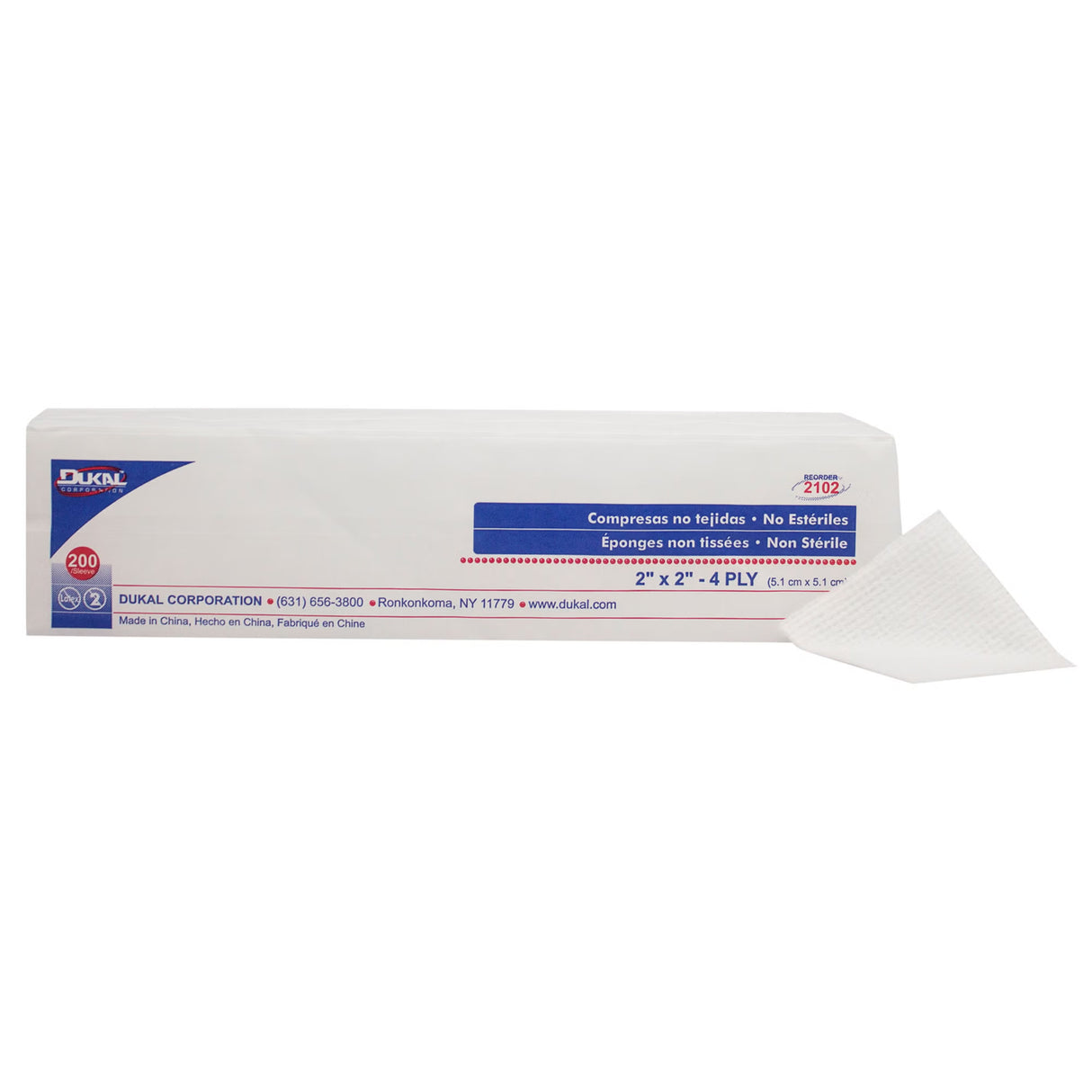 Dukal Clinisorb Non-Woven Sponges, Non-Sterile, 2" x 2", 4-Ply - 2102 - LL Medico