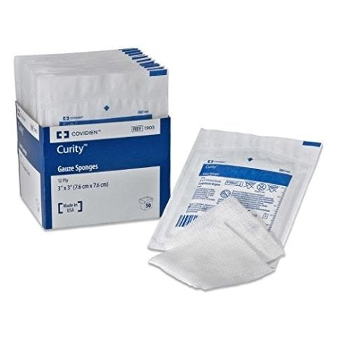 Curity Gauze Sponge, Sterile, 4 x 4", 16-Ply, USP Type VII Gauze, White - LL Medico