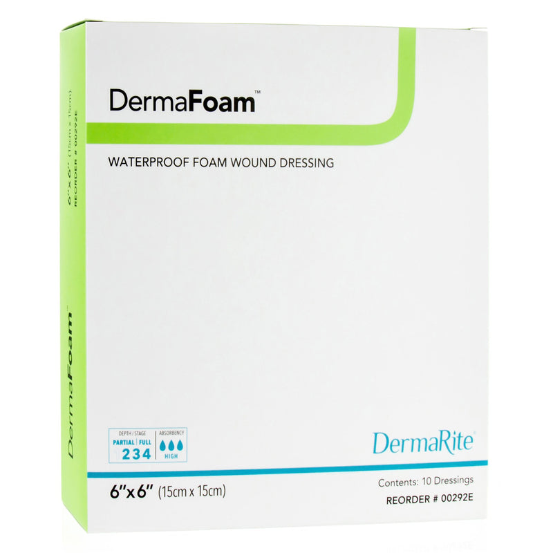 DermaFoam Nonadhesive without Border Foam Dressing, 6 x 6 Inch
