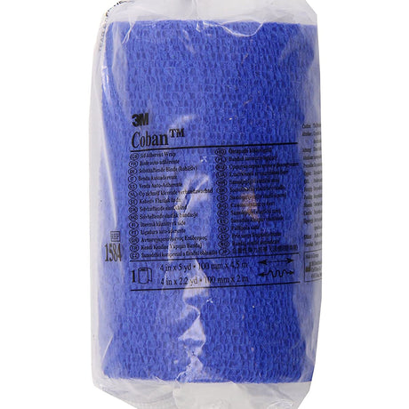 3M Coban Self-Adherent Wrap, 4" x 5 Yard, Blue - 1584B-Single - LL Medico