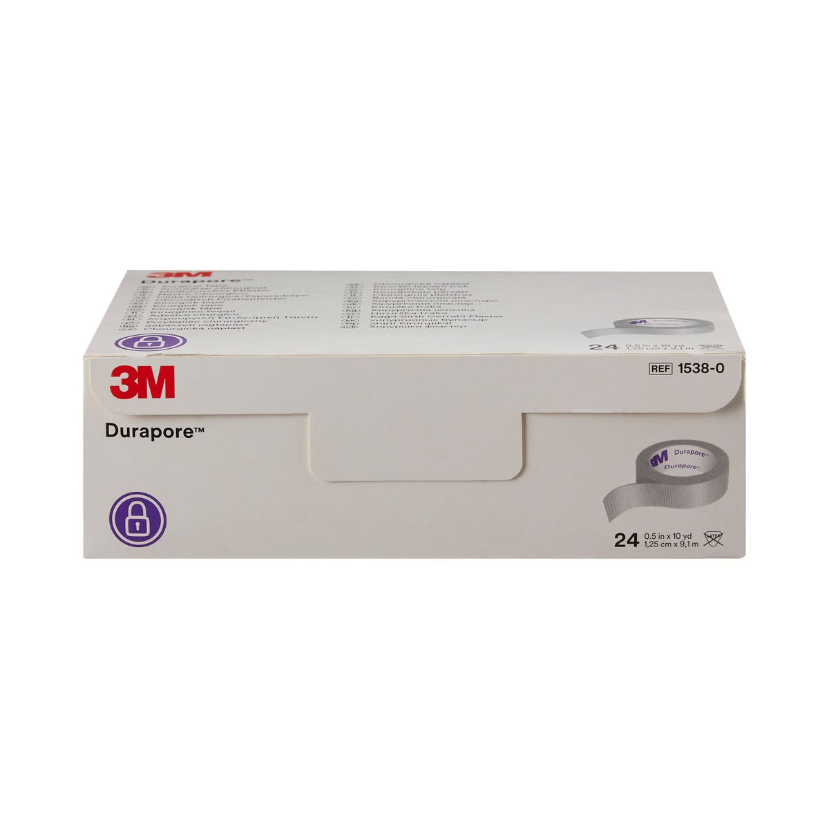 3M Durapore Silk-Like Cloth Medical Tape, Non-Sterile, White, 1/2" x 10 Yard - 1538-0-Box - LL Medico