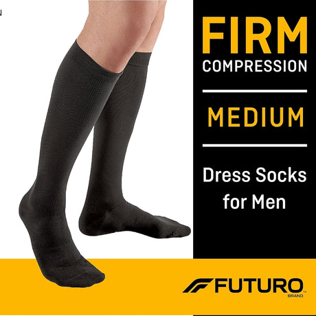 3M Futuro Dress Socks for Men, Firm Compression, Calf High, Black - 71035BLEN-Pair - LL Medico