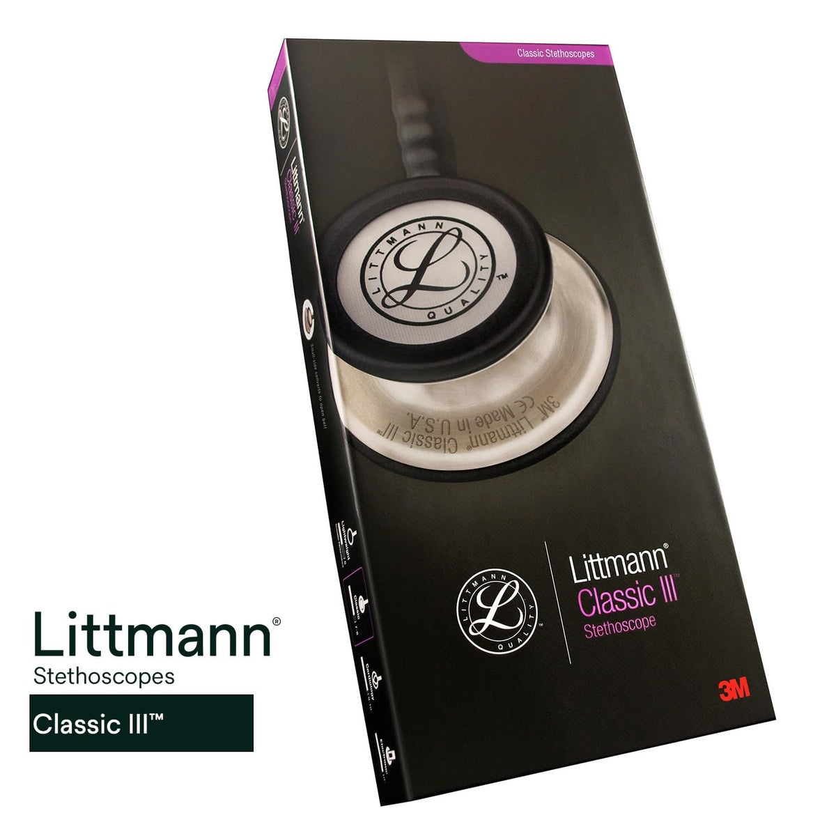 3M Littmann Classic III Monitoring Stethoscope, Black Edition, 27" Tube - 5803-Single - LL Medico