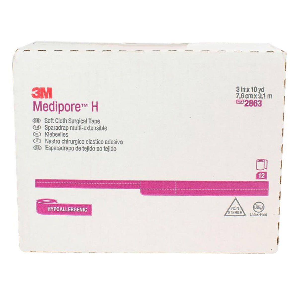 3M Medipore H Soft Cloth Surgical Tape, Non-Sterile, 3" x 10 Yard - 2863-Single - LL Medico