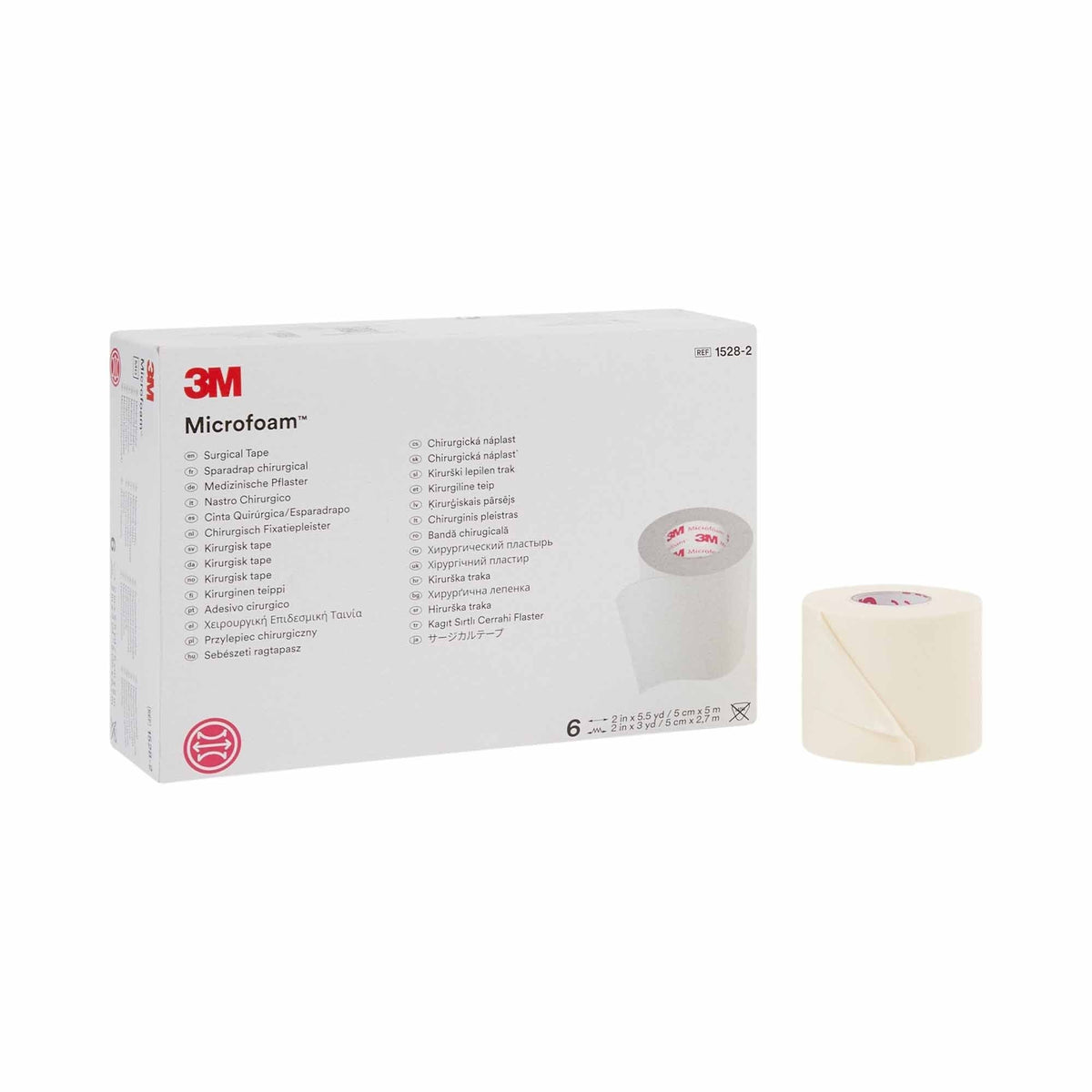 3M Microfoam Surgical Tape, Non-Sterile, White, 2 In x 5.5 Yd - 1528-2-Single - LL Medico