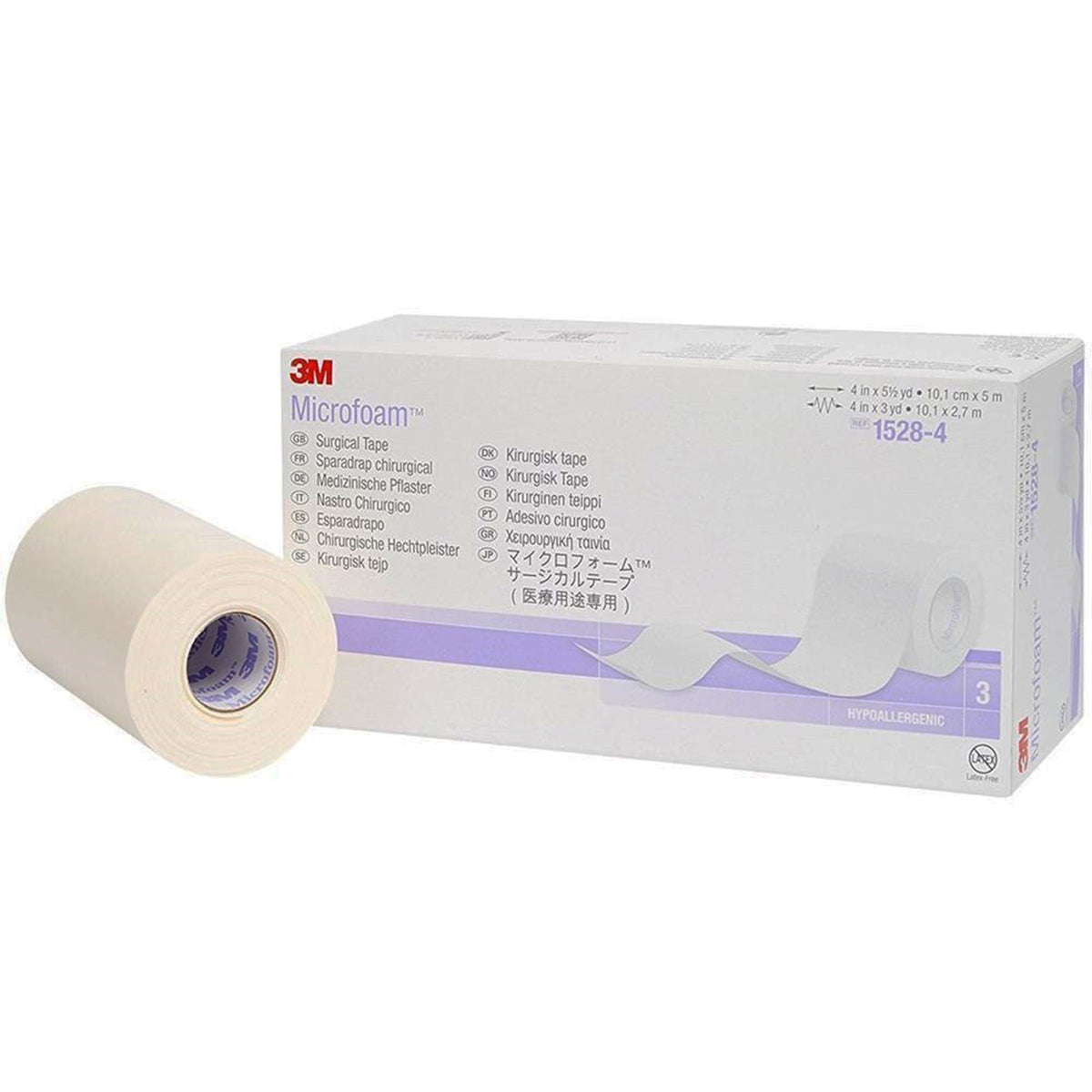 3M Microfoam Surgical Tape, White, Non-Sterile, 4" x 5 1/2 Yard - 1528-4-Single - LL Medico