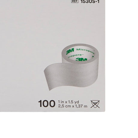 3M Micropore, Paper Medical Tape, White, 1" x 1.5 yd, Paper, NonSterile - 1530S-1-Box - LL Medico