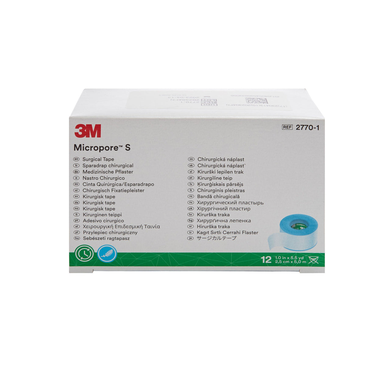 3M Micropore S Silicone Medical Tape, 1 Inch x 5-1/2 Yard, Blue