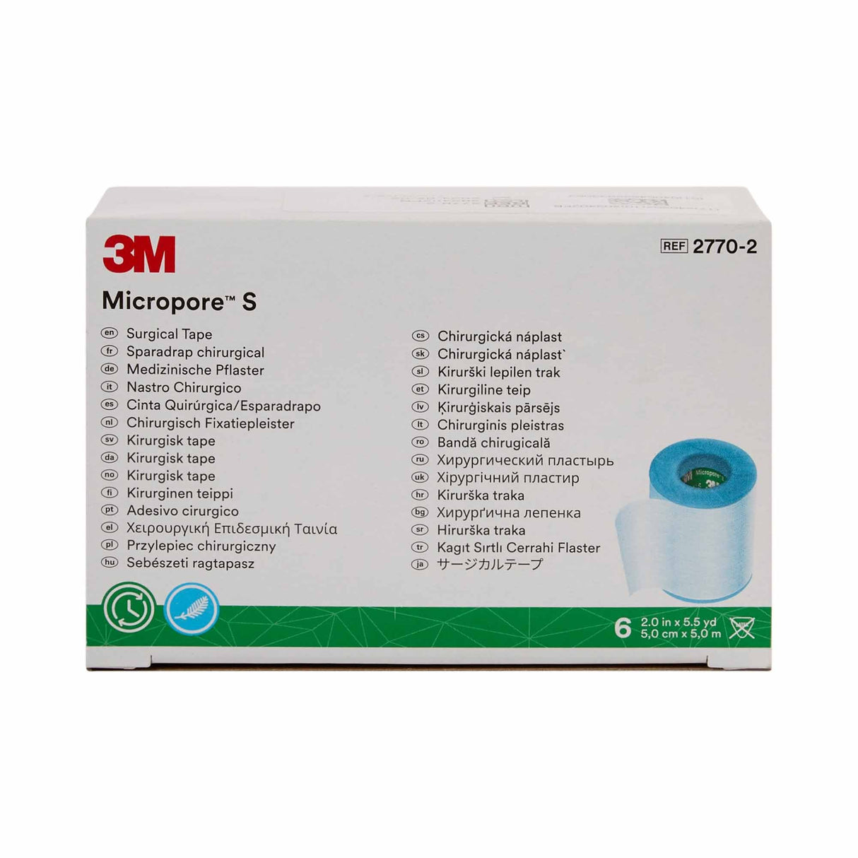 3M Micropore S Silicone Medical Tape, 2 Inch x 5-1/2 Yard, Blue