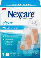 3M Nexcare Clear Waterproof Bandages, Sterile, Assorted Sizes - 432-100-Box - LL Medico