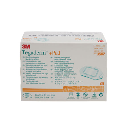 3M Tegaderm +Pad Transparent Film Dressing with Non-Adherent Pad, Sterile - 3582-Box - LL Medico